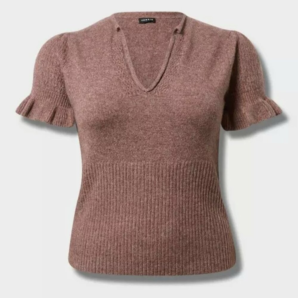 NWOT Torrid Vintage Style Short Ruffle Sleeve Sweater 1X - Picture 5 of 5
